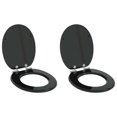 vidaXL - Zacht-sluit - toiletzitting - 2 - st - Zwart - 44 - x - 38 - cm - MDF - bord