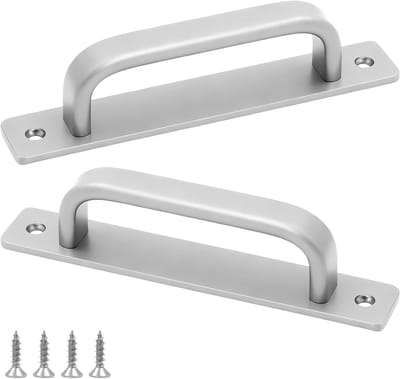 Set van 2 zilveren schuifdeurgrepen van 180 mm voor kasten en balkondeuren, inclusief schroeven en handgrepen