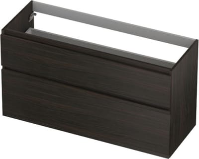 INK® wastafelonderkast 2 laden greeploos houten keerlijst asymmetrisch 120x45x65cm, intens eiken