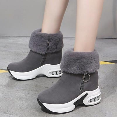 Dames Laarzen Winter Warme Bont Sneakers Platform Sneeuwlaarzen Dames Enkellaarsjes Vrouwelijke Casual Schoenen Enkellaarsjes Voor Dames 37 gray