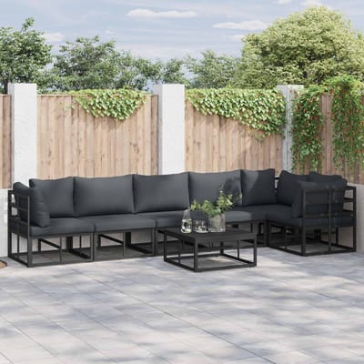 vidaXL - Tuinbank - Set - 6 - st - Zwart - Aluminium