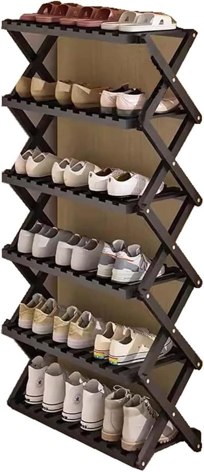 Schoenenrek - Schoenenopslag - Gang Organiseren - Ruimtebesparend Ontwerp - Compact - Houtkleurig
