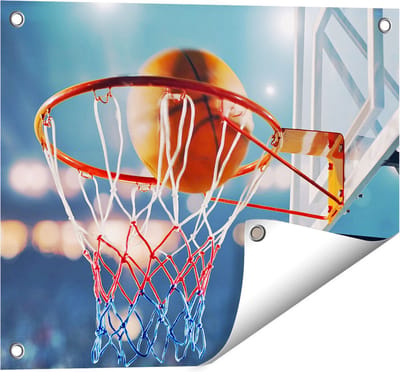 Gards Tuinposter Basketbal in Ring - Hoepel - Bord - 50x40 cm - Tuindoek - Tuindecoratie - Wanddecoratie buiten - Tuinschilderij