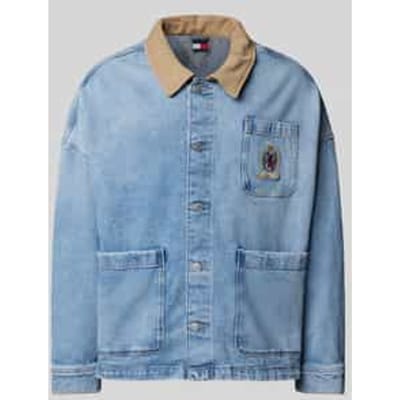 Relaxed fit jeansjack met contrasterende kraag