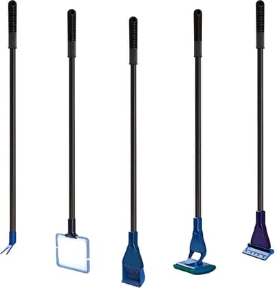 Somstyle 6-Delige Aquarium Schoonmaakset - 46 CM - Borstel - Aquarium Verzorging - Zwart / Blauw