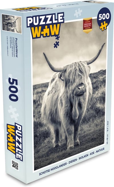 Puzzel Schotse hooglander - Dieren - Wolken - Koe - Natuur - Legpuzzel - Puzzel 500 stukjes