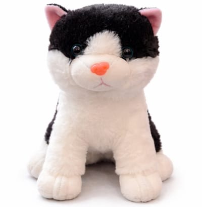 Kitten Kat Zwart/Wit Pluche Knuffel 20 cm - Speelgoed Knuffels voor Kinderen Jongens Meisjes - Cat Plush Toy