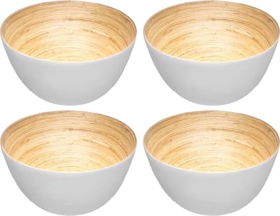 Secret de Gourmet - 8x - Slakom/serveer schaaltjes - bamboe wit - D17 cm