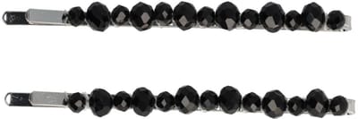 Haarsoires Haarspeld Schuifspeldjes 7cm - Recht - Facetkralen - Zwart - Set van 2 - Haarklem - Haarclip - Haaraccessoires voor Dames & Kinderen - Hair Clip - Decoratieve Haaraccessoire