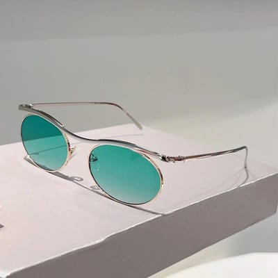 KAMMPT Vintage Ovalen Zonnebril Mode Metalen Montuur Gegradueerde Lens Casual Buiten Zonnebrillen voor Vrouwen Trendy Zonnebrillen as picture shows