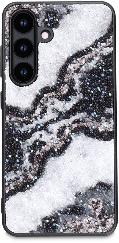 Casemania Hoesje Geschikt voor Samsung Galaxy A56 - Zwart - Diamant Marmer Glitter Back Cover