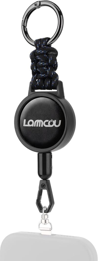 Thijox - Telefoon Veiligheidskoord Intrekbaar Anti Diefstal met 360° Draaibare Karabijnhaak, Universele Mobiele Lanyard voor Outdoor en Dagelijks Gebr