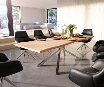 Eettafel Edge acacia natuur 260x100 kruisframe rechthoek edelstaal Live-Edge eettafel