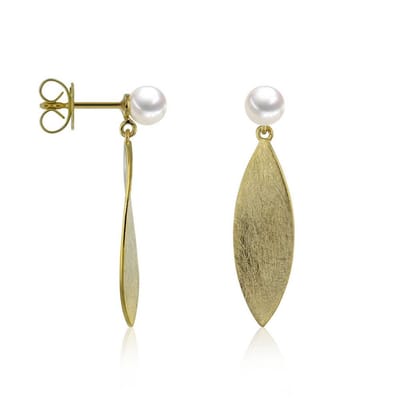 Luna-Pearls - 311.2039 - Oorbellen - 750/-Geel goud met Akoya gekweekte parel en Diamanten