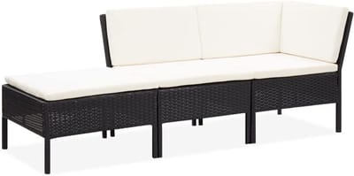 Modulaire Lounge Set Buiten met Kussens Poly Rotan Zwart/Bruin