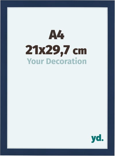 Your Decoration - Fotolijst A4 21x 29,7 cm - MDF - Donkerblauw Geveegd - Como