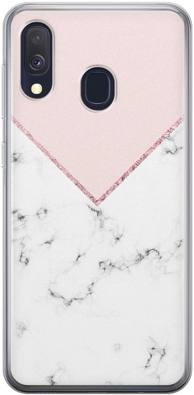 Leuke Telefoonhoesjes - Hoesje geschikt voor Samsung Galaxy A40 - Marmer roze grijs - Soft case - TPU - Marmer - Roze