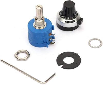 Variabele Weerstand - Potentiometer Draaiknop - Elektronica Circuits Aanpassen - Hoge Precisie 0.002% - 500 Ohm 2W - Zilver