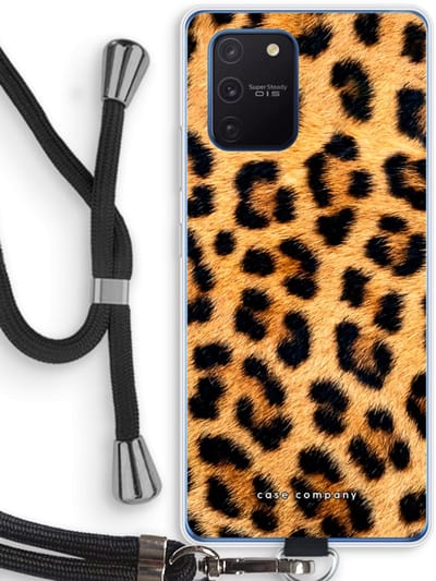 Case Company® - Hoesje met koord geschikt voor Samsung Galaxy Note 10 Lite hoesje met Koord - Luipaard - Telefoonhoesje met Zwart Koord - Bescherming aan alle Kanten en Over de Schermrand