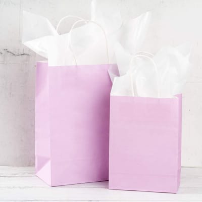 Dailygoods- Cadeauzakjes 21 x 11 x 27 cm - Papieren Zakjes - Kraft Lila - 25 Stuks - Met Handgrepen - Stevige Bodem - Geschenkzakjes