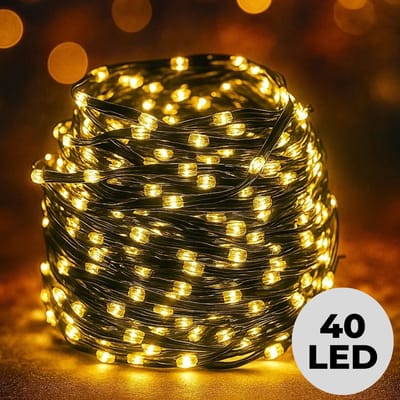 Lomera Kerstboomverlichting - Kerstverlichting - Kerstlampjes - Draadverlichting - Extra Warm Wit LED - 40 LED Lampjes - Buigzaam - Binnen en Buiten - Kerstdecoratie - Creatieve Kerstversiering - 3 Meter Lichtsnoer - 8 Lichtfuncties - Ip44