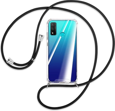 Hoesje Geschikt voor Huawei P smart 2020 Hoesje met Koord transparant silicone case -Hoesje Geschikt voor Huawei P smart 2020 Koord hoesje draagkoord TPU backcover - Zwart