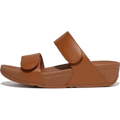 FitFlop Lulu Adjustable Leather Slides Dames Slippers - Light Tan
