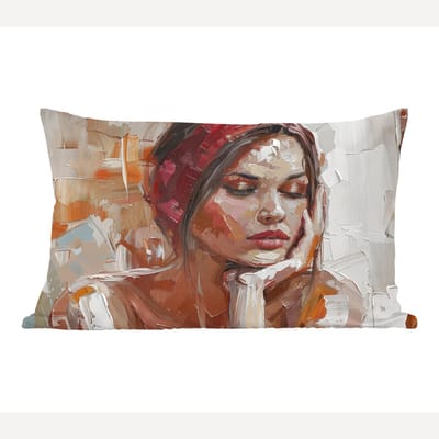 Sierkussens - Kussentjes Woonkamer - 60x40 cm - Vrouw - Verflook - Portret - Modern