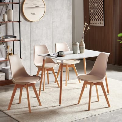 Eetkamerset Tafel met 4 Stoelen Rechthoekig 110 cm Zitgroep voor Woonkamer en Keuken