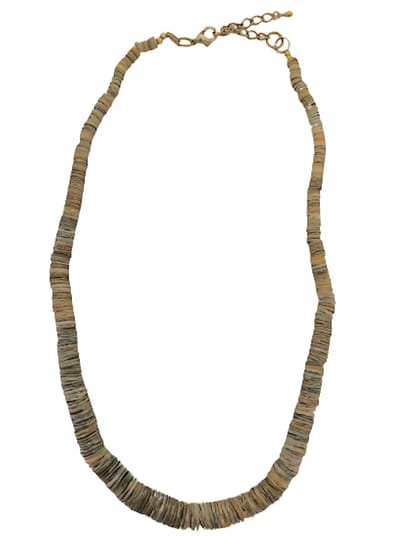 Ketting - Heel veel kleine platte kraaltjes - 54+5 Centimeter, verstelbaar - Beige - Damesdingetjes