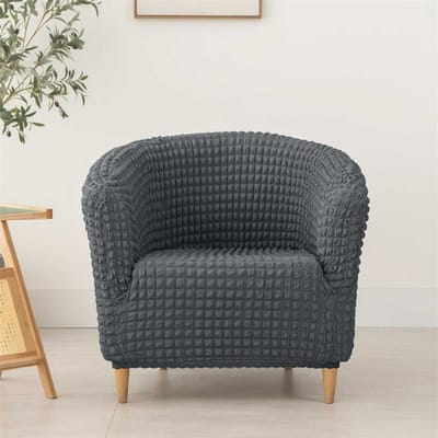 Effen Kleur Bar Club Bankhoes Stretch Spandex Fauteuilhoezen Eenpersoons Kuipbank Slipcover voor Woonkamer Meubelhoezen black