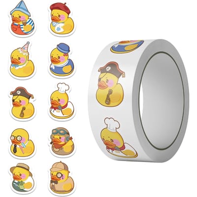 500 PIÈCES/Rouleau Autocollants Mignons Canard Jaune Dessin Animé pour Scrapbooking DIY Papeterie Bouteille d'Eau Téléphone Ordinateur Portable Guitare Décalcomanies Graffiti gray