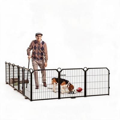 Stalen Hondenren 81 cm Hoog - 16 Panelen Dierenren voor Grote Honden - Veilige Opvouwbare Hondenkooi met Anti-Sprong Ontwerp - Stevige Buitenren voor Tuin & Camping - Inklapbare Puppyren met Verstevigde Hoeken