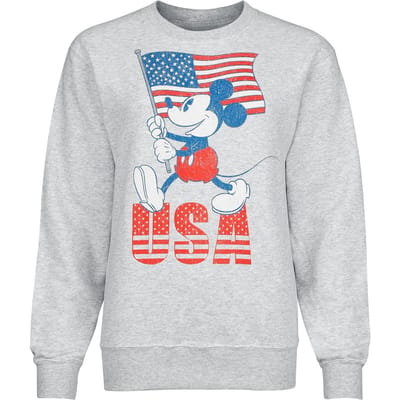 Mickey & Minnie Mouse - Disney Sweatshirts - Mickey Mouse USA - S tot XL - voor Vrouwen - lichtgrijs gemêleerd