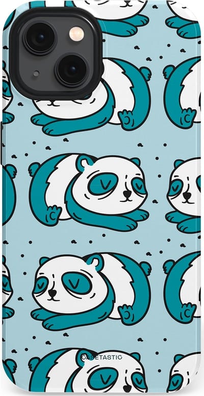 Casetastic hoesje geschikt voor Apple iPhone 13 - MagSafe - Dubbellaagse bescherming - Panda dromen - Fashion Case - Lichtgrijs Petrol Wit