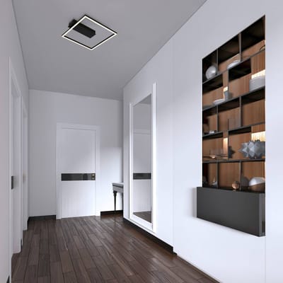 BRILONER - Plafonniere LED Frame - plafondlamp met warm wit licht - 3000K - 12W - 1400 lm - 32x30x5 cm - zwart