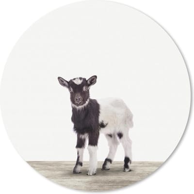 Muismat rond 20x20 cm - Mousepad Dieren - Geit - Zwart - Wit - Ronde muismatten