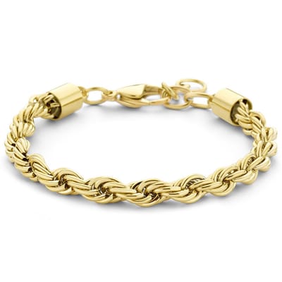 Armband Koordschakel staal goudkleurig 5,7 mm 17-20 cm.