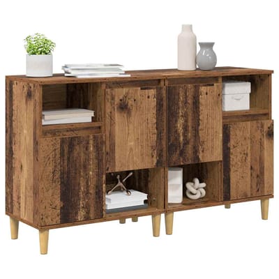 vidaXL - Dressoirs - 2 - st - Oud - Hout - 60 - x - 35 - x - 70 - cm - Bewerkt - hout