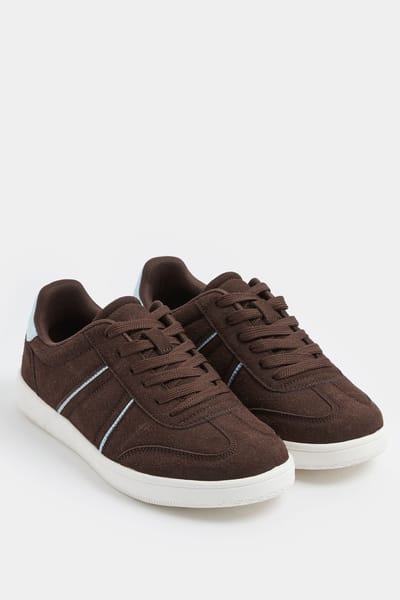 Yours Chocoladebruine Sneakers Met Panelen In Een Extra Brede Eeepasvormsize 37EEE