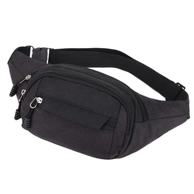Heuptasje/Buideltasje - 28 x 14 cm - Zwart- 4 Ritsvakken- Voor Op Reis - Camping ( E14 )