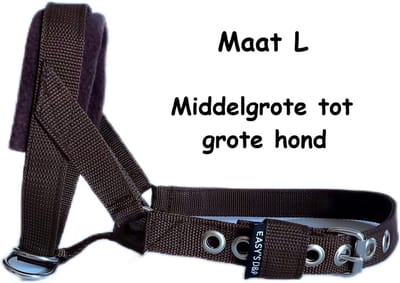 Hoofdhalster hond - Anti trek - Bruin - Maat L - Bruine voering - Gevoerd - Antitrek hoofdhalster hond - Halster hond - Anti trek hond - Training band