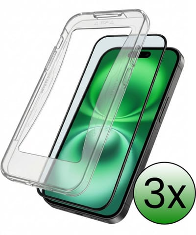 Screenprotector - 3 Stuks Geschikt voor Apple iPhone 16 - Met Installatie Kit - Beschermglas - Gehard Glas - Tempered Glass - Screen Protector