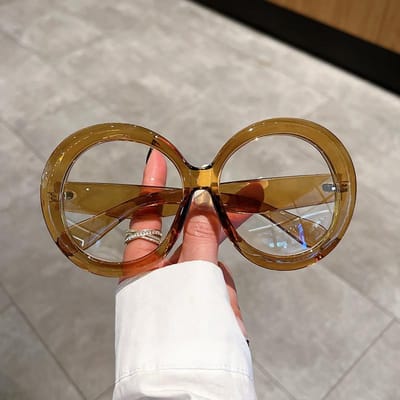 Oversized Ronde Zonnebril Dames Trendy Vintage Verloop Goggle Zonnebril Mode Luxe Merk Design Shades Brillen brown