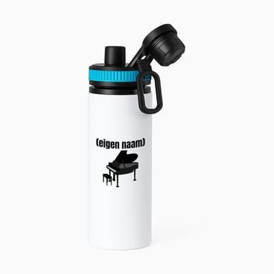 Hacebo® - piano met eigen naam waterfles met draaidop blauw - Piano - muziek liefhebbers - iemand die houdt van piano spelen - verjaardag - cadeau - kado - water fles - 850ML
