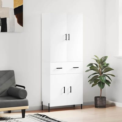 vidaXL - Hoge - kast - 69,5x34x180 - cm - bewerkt - hout - wit