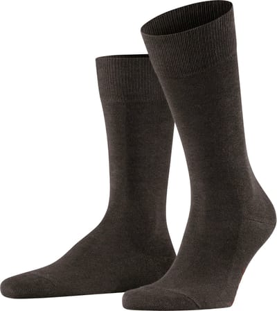 FALKE Family eenkleurig katoen sokken heren bruin - maat 39-42