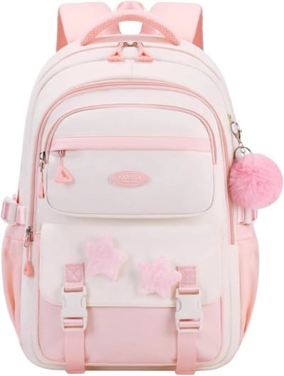 YAGXIG Meisjesrugzak - Geschikt voor school - Kinderrugzak - Grote capaciteit - Schoudertas voor leerlingen - Casual rugzak - Roze - Rugzak - Cadeau voor de start van het schooljaar