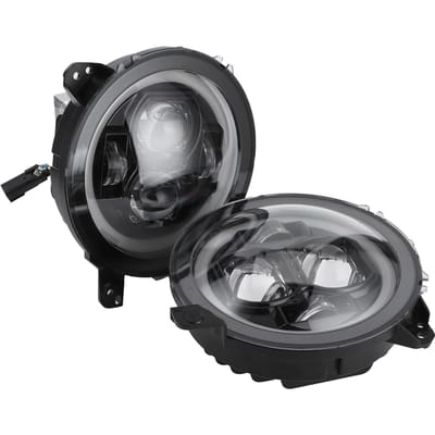 Paar 9 inch Dagrijverlichting LED Voorlamp IP68 Waterdicht Geschikt voor Jeep Wrangler JL 2018 2019 black