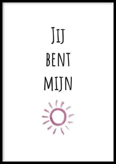 Poster Sunshine - 30x40cm met Fotolijst – Babykamer Poster – Ingelijst